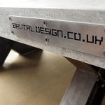 "Polished Concrete and Steel Coffee table" "Brutal Design logo plate"