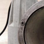 "Concrete Pendant lamp steel ring close-up" "By Brutal Design"