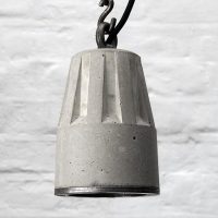 "LANDER-2 Concrete pendant lamp with heavy duty hanging chain and steel edging ring"