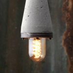 "Industrial concrete and steel bare bulb pendant light" "by Brutal Design"