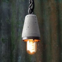 "Industrial concrete pendant light" "Industrial Pendant light""concrete and steel exposed bulb light" "by Brutal Design"