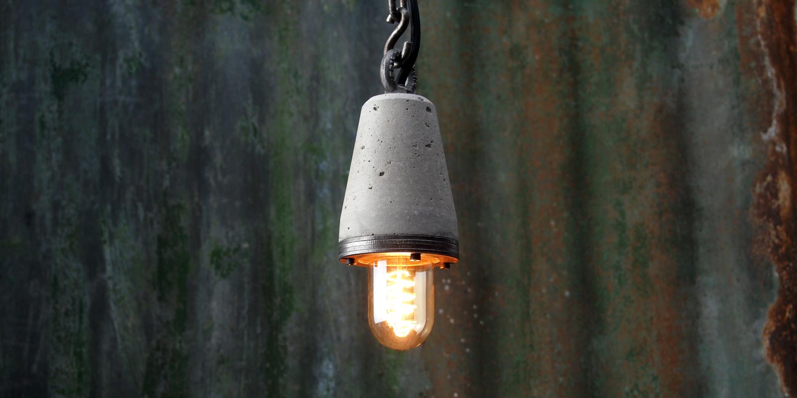 "Industrial concrete pendant light" "Industrial Pendant light""concrete and steel exposed bulb light" "by Brutal Design"