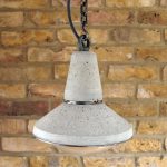 "Concrete and Steel Pendant Light with glass dome lens view from above" " by Brutal Design"