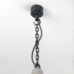 "Concrete pendant light with hanging chain and industrial ceiling rose" "Brutal Design London"