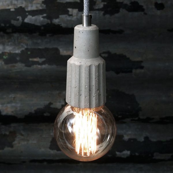 "Bare bulb concrete pendant light fitting" "Exposed bulb lamp" "by Brutal Design"
