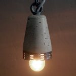 UF-One-X-Industrial concrete and steel exposed bulb pendant by Brutal Design London"