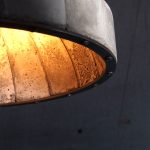 "'LUNAR' Concrete and steel pendent lamp internal" "by Brutal Design"