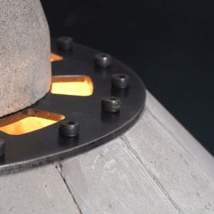 "'LUNAR' Concrete and steel pendent lamp mid plate detail" "by Brutal Design"