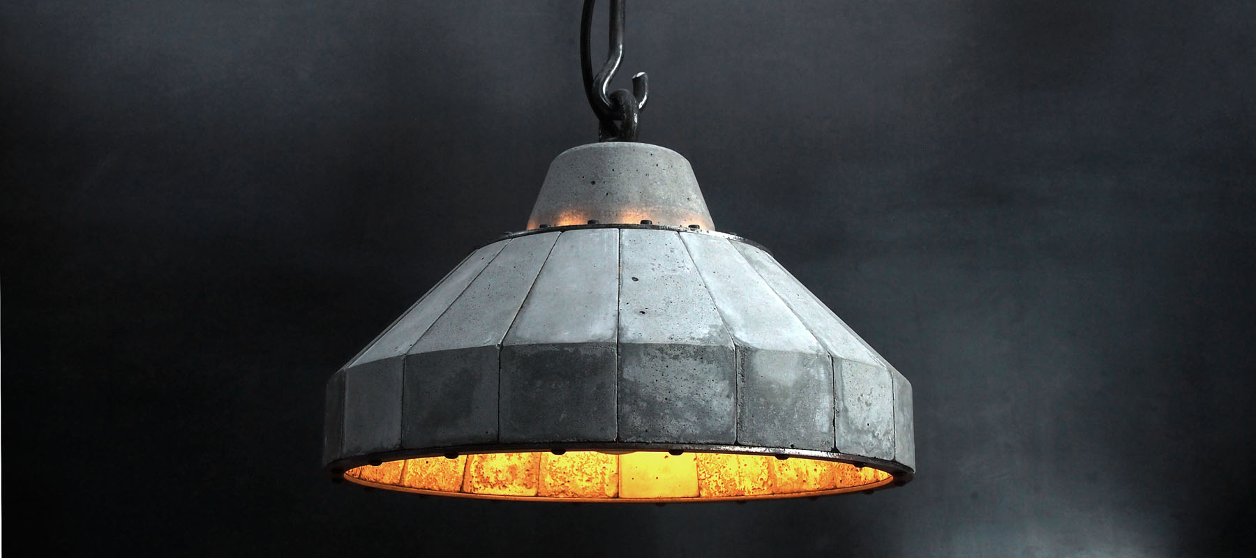 "'LUNAR' Concrete and steel pendent lamp" "by Brutal Design"